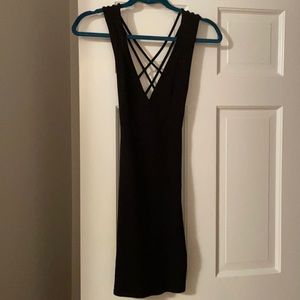 Strappy Back Black Mini Dress